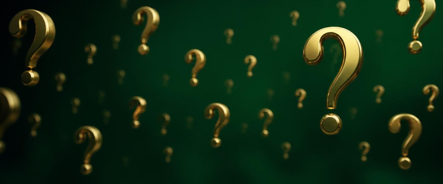 Floating gold question marks